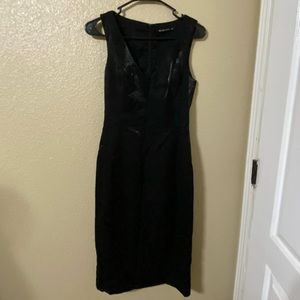 Black Halo black iridescent midi dress